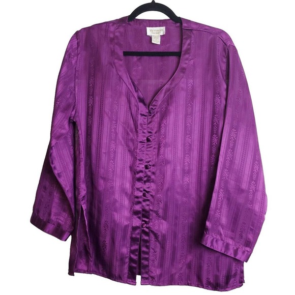 Victoria's Secret Other - Vintage Victoria's Secret Gold Label Satin Sleep Shirt Pajama Top Small